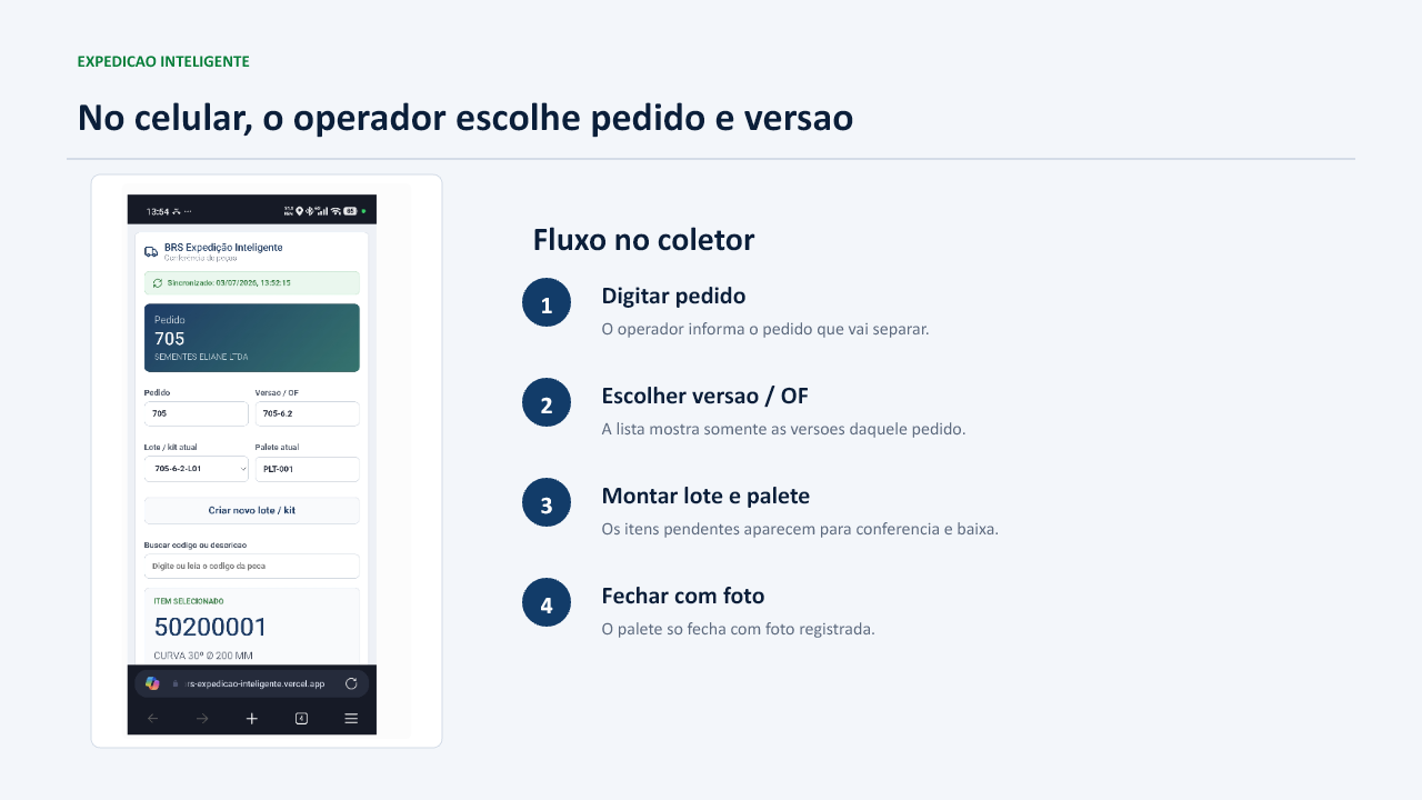 Coletor mobile para pedido e versão