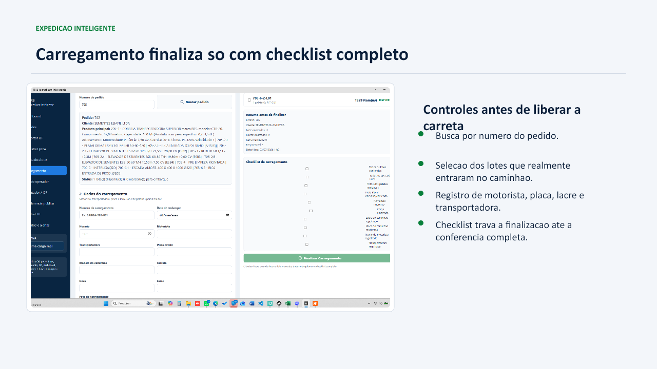 Checklist de carregamento