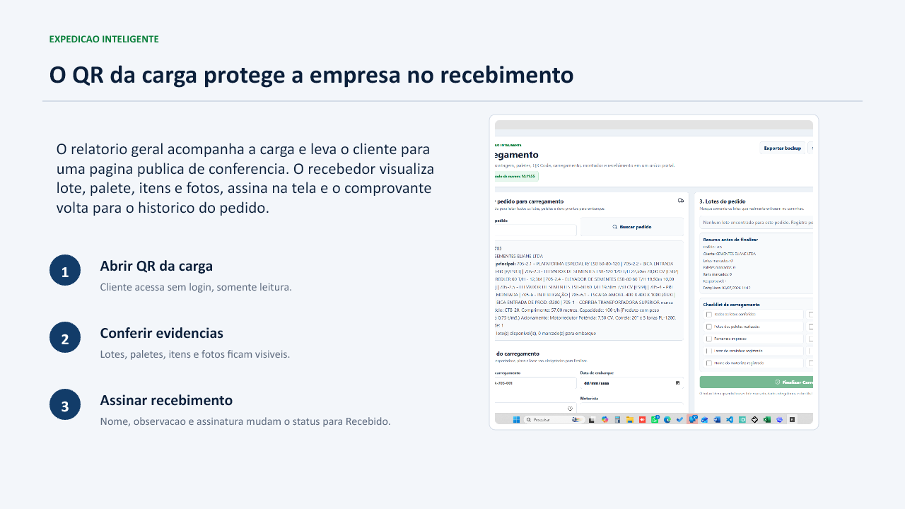 QR Code geral da carga para recebimento