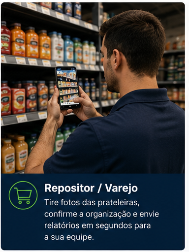 Repositor de supermercado com evidência por foto